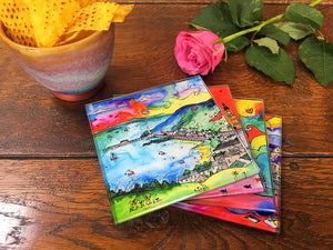 Mumbles Loveboats and Butterflies Glass Coaster