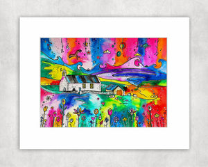 Mwnt Happy Flowers Mounted Print