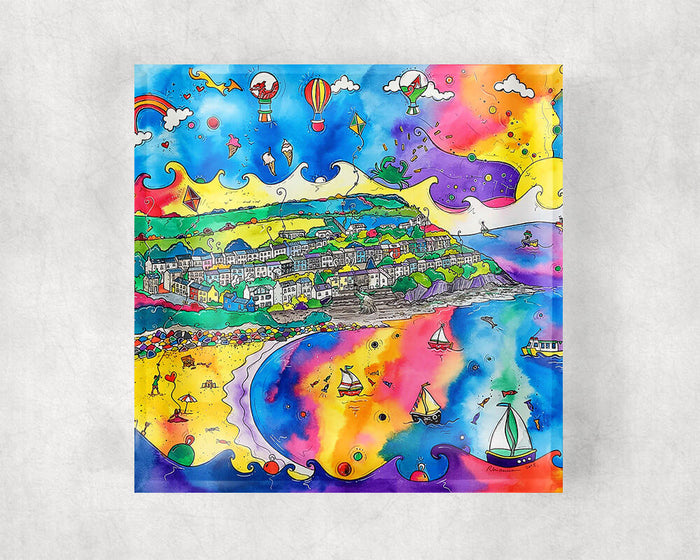 New Quay Lively Beach Glass Coaster