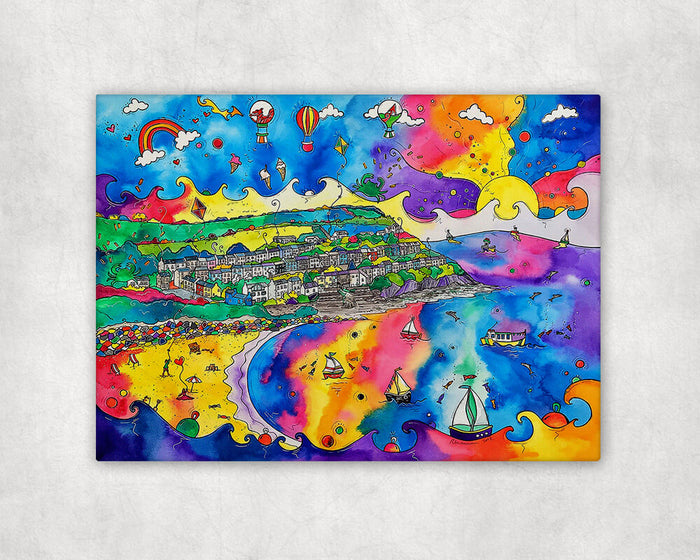 New Quay Lively Beach Printed Canvas