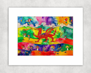 Our Colourful Welsh Dragon Mounted Print