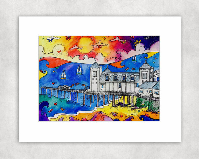 Penarth Playful Pier Mounted Print
