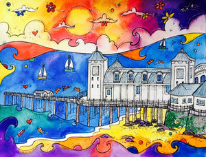 Penarth Playful Pier Mounted Print