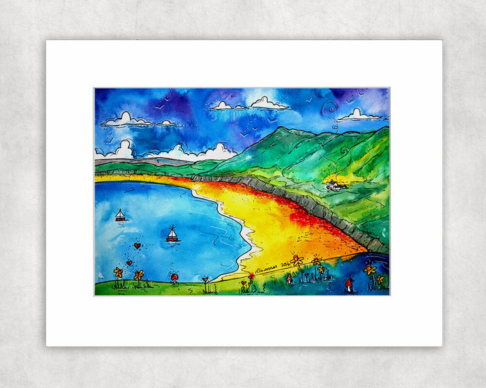 Rhossili Beautiful Bay Mounted Print