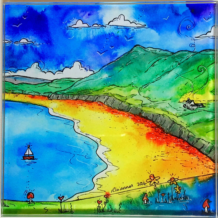 Rhossili Beautiful Bay Glass Coaster