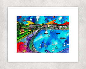 Roath Park Swans In Love Mounted Print