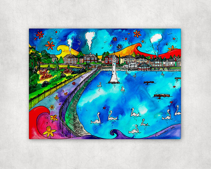 Roath Park Swans In Love Sale Printed Canvas