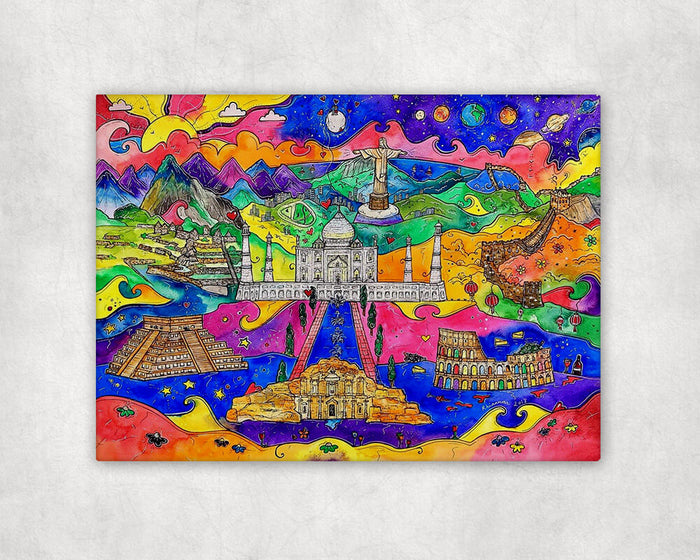 Seven Wonders of the World Printed Canvas