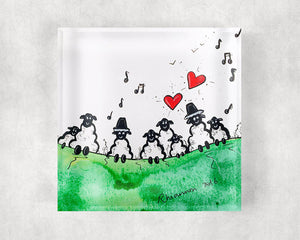 Singing Sheep Glass Coaster