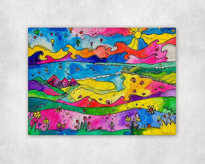Three Cliffs Bay Sunshine Printed Canvas