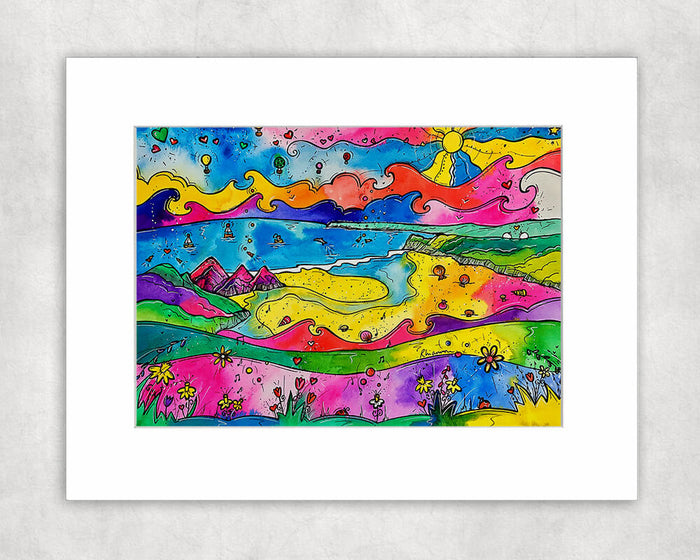 Three Cliffs Bay Sunshine Mounted Print