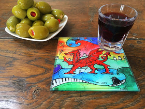 Welsh Dragon Glass Coaster