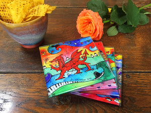 Welsh Dragon Glass Coaster