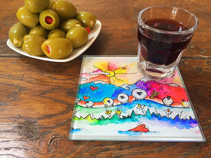 Welsh Sheep Glass Coaster