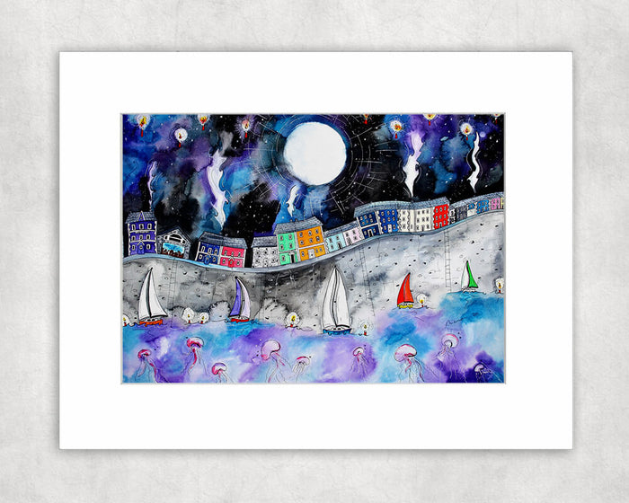 Aberaeron Starry Starry Night Mounted Print