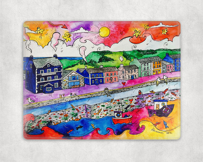Aberaeron Summer Harbour Glass Worktop Saver