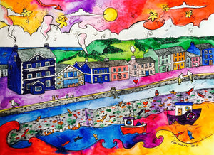 Aberaeron Summer Harbour Printed Canvas