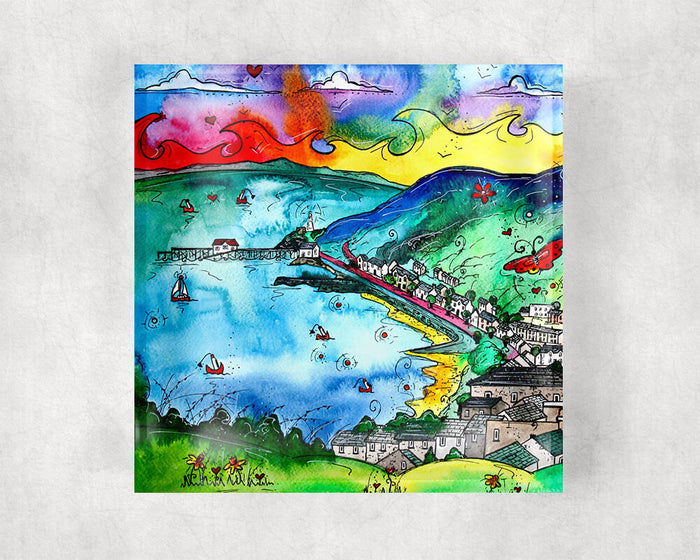 Mumbles Loveboats and Butterflies Glass Coaster